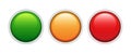 Three round blank buttons. Green, orange and red buttons. Vector 3d illustration isolated on white background. Royalty Free Stock Photo